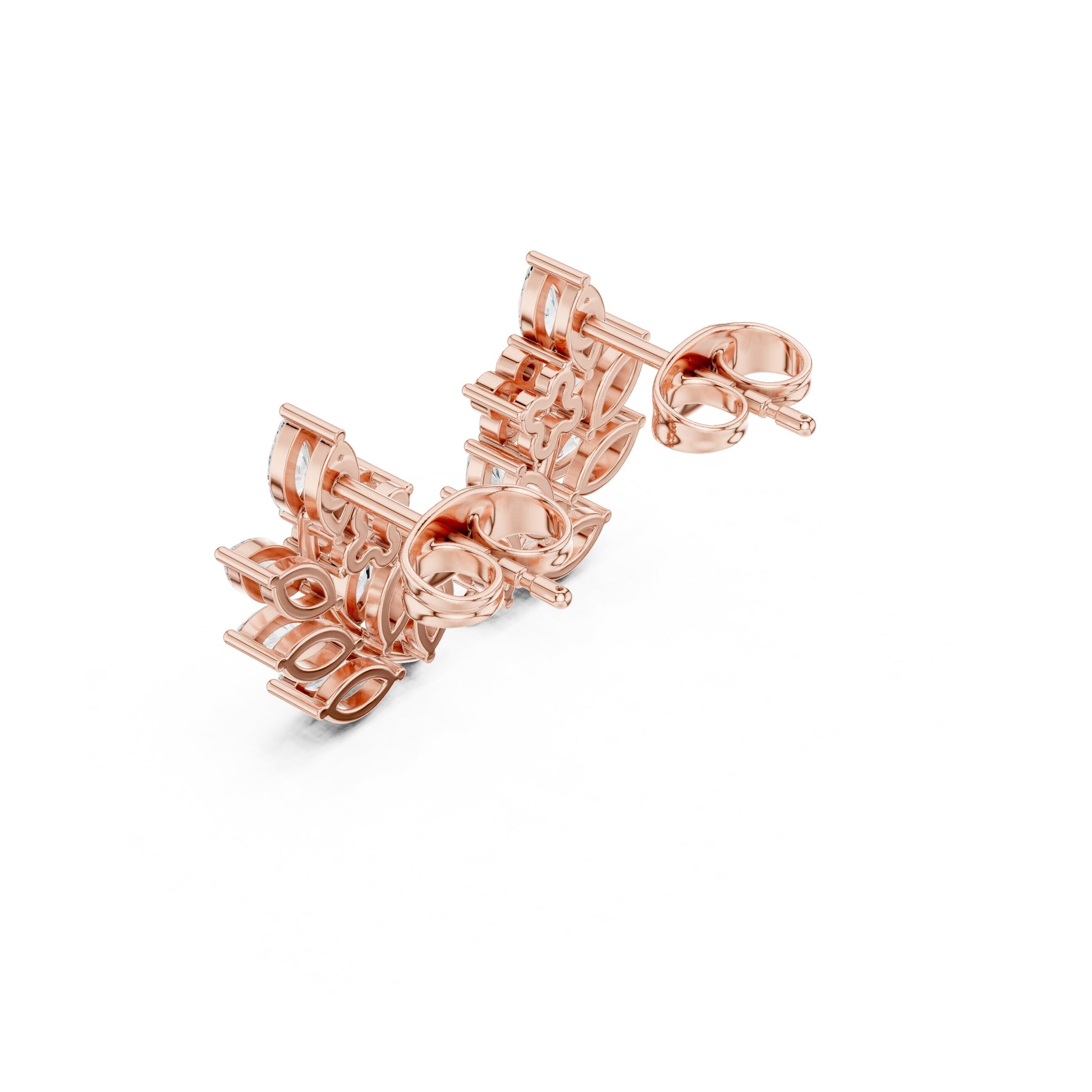 Mixed Shape Lab Grown Diamond Climber Earrings