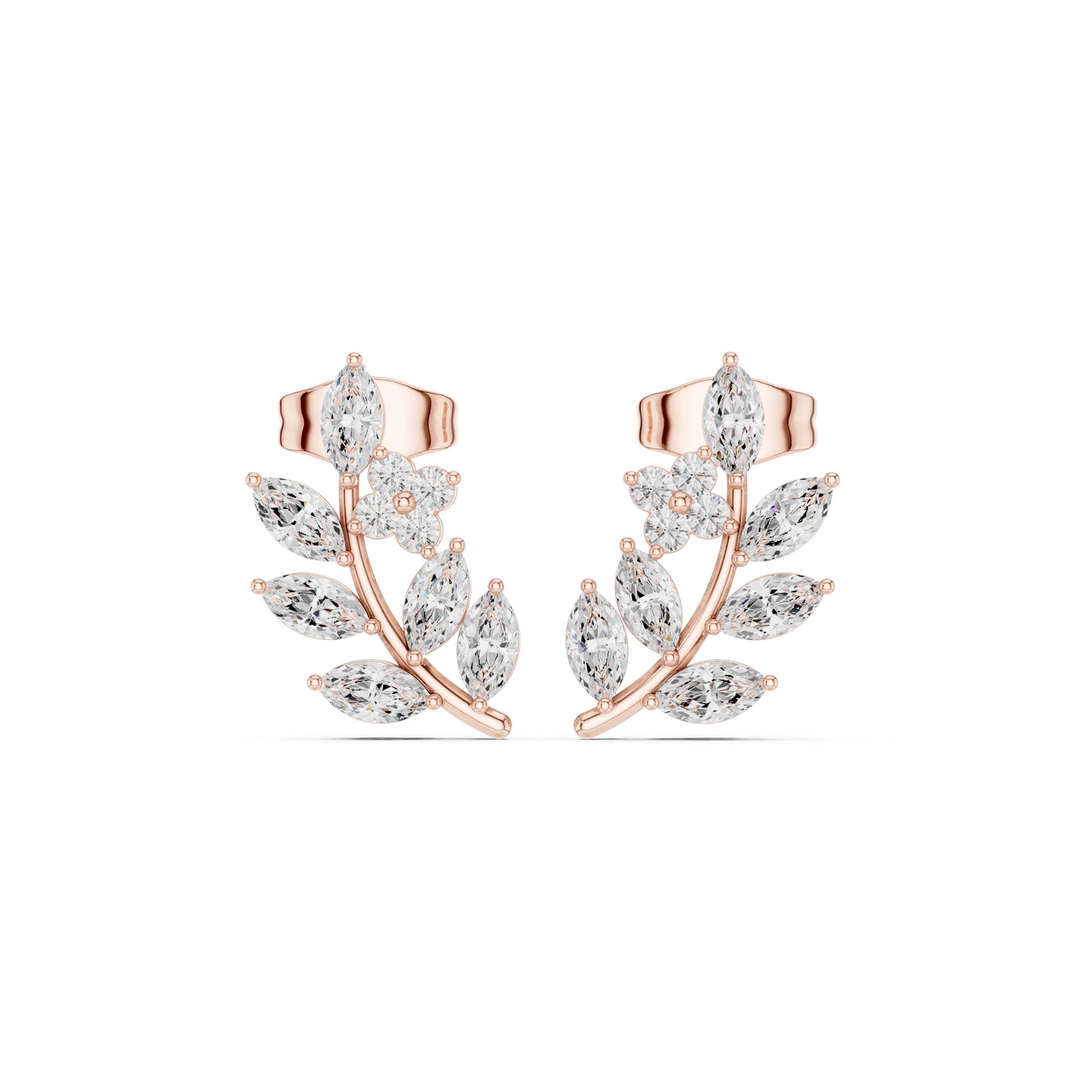 Mixed Shape Lab Grown Diamond Climber Earrings