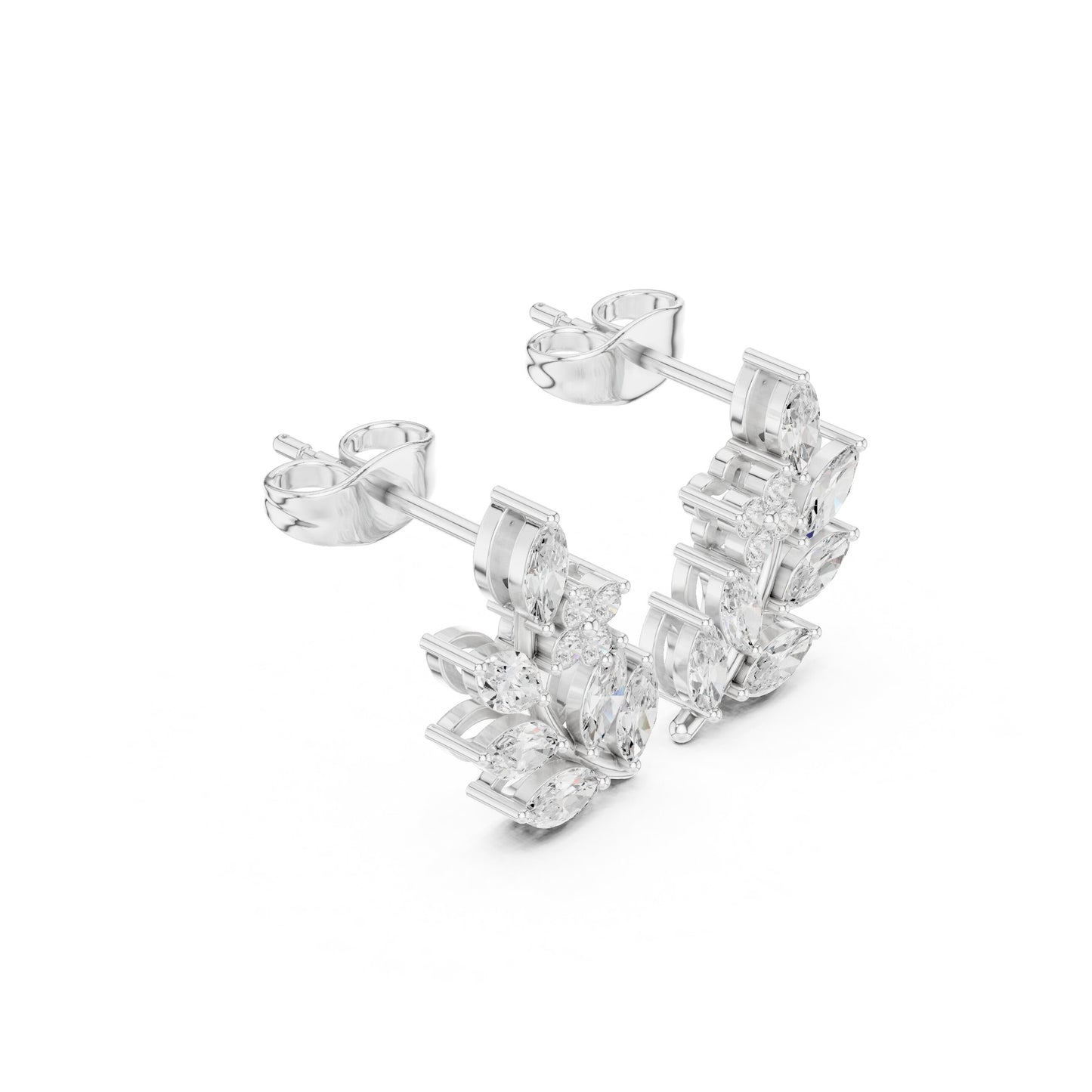 Mixed Shape Lab Grown Diamond Climber Earrings