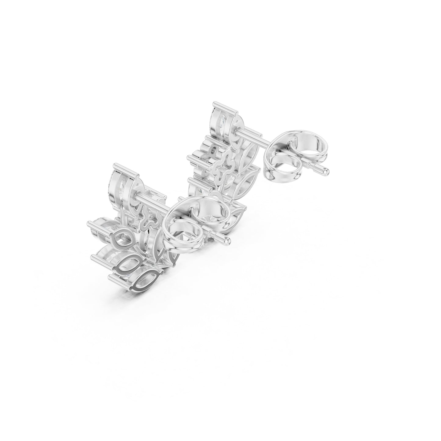 Mixed Shape Lab Grown Diamond Climber Earrings