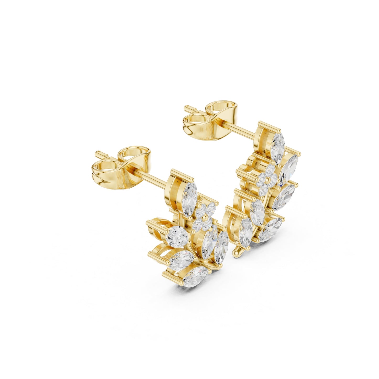 Mixed Shape Lab Grown Diamond Climber Earrings
