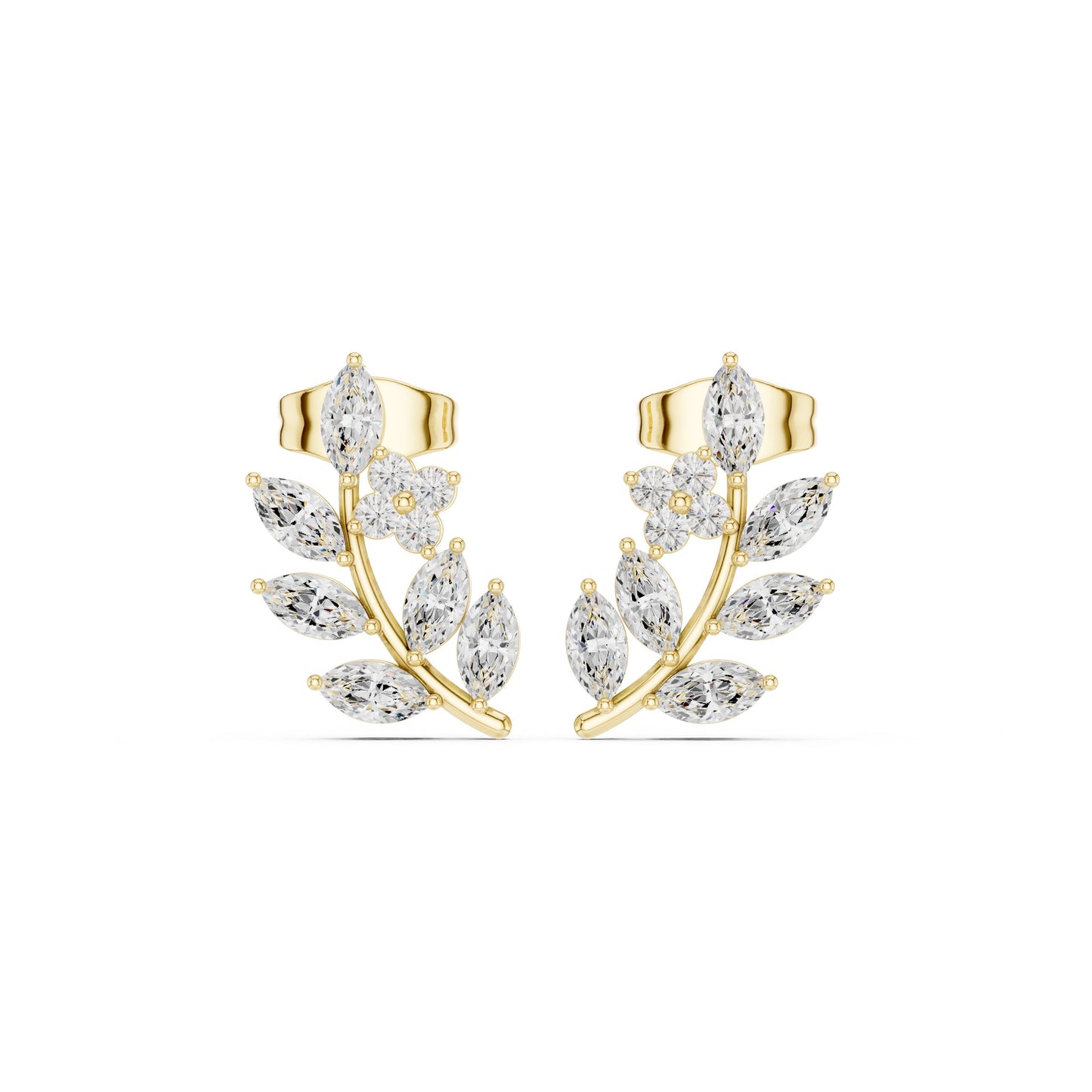 Mixed Shape Lab Grown Diamond Climber Earrings