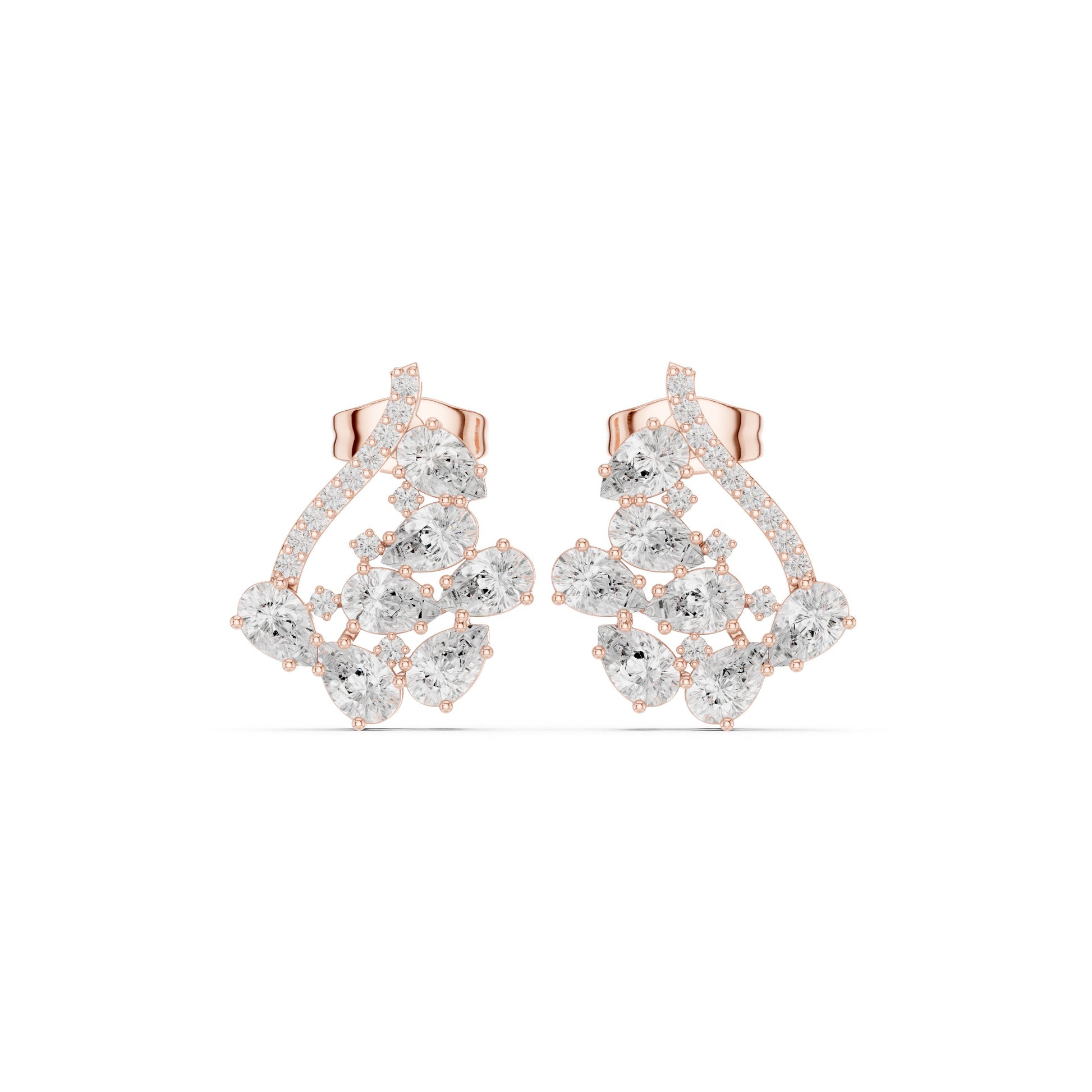 Mixed Shape Lab Grown Diamond Cluster Earrings