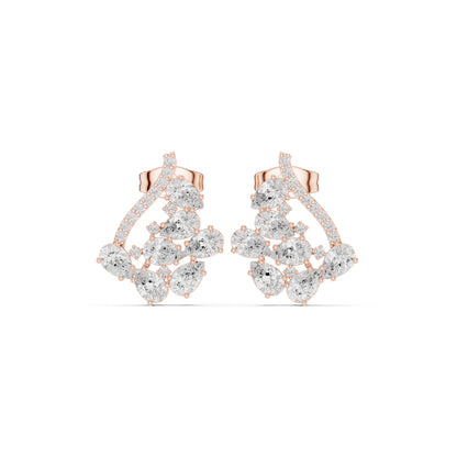 Mixed Shape Lab Grown Diamond Cluster Earrings