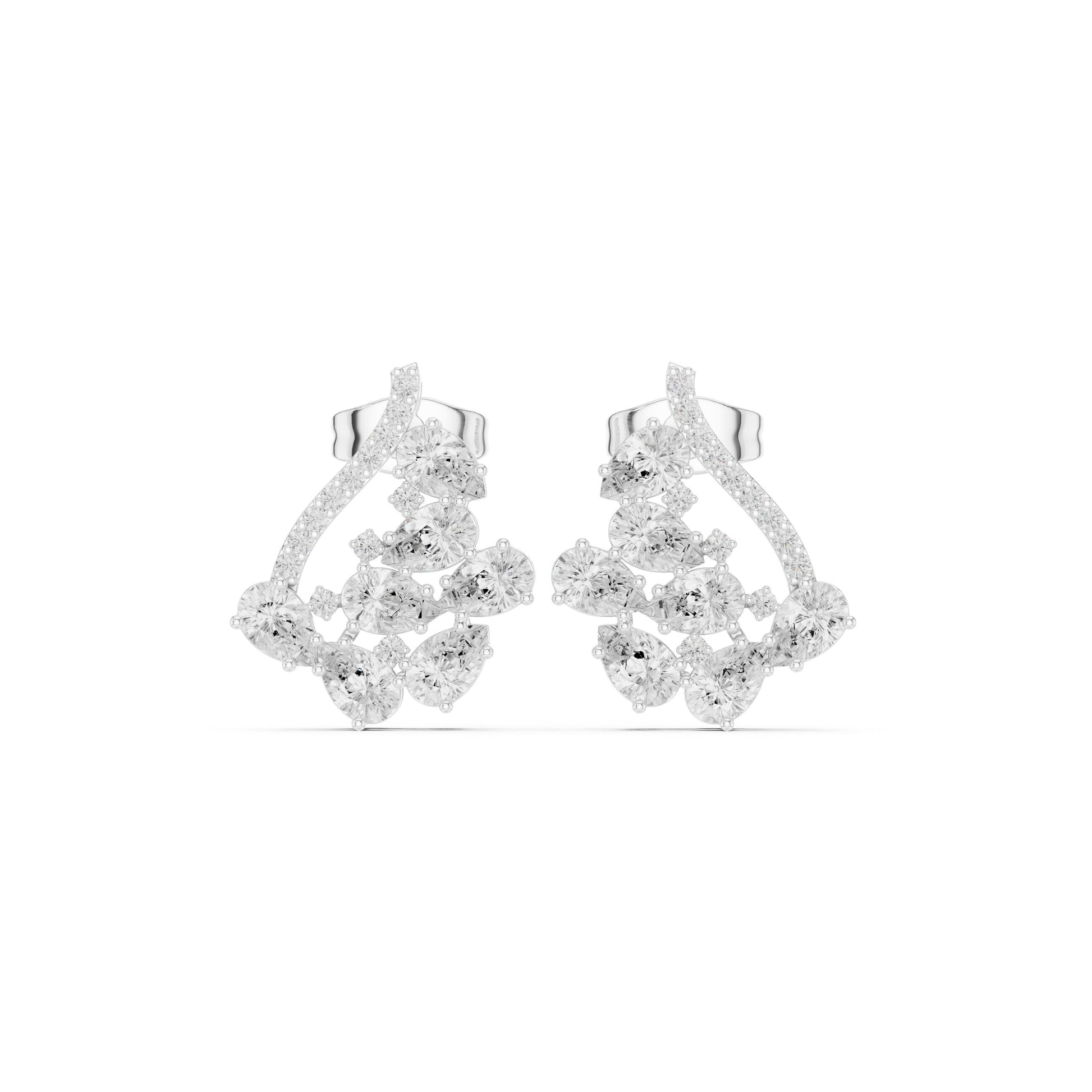 Mixed Shape Lab Grown Diamond Cluster Earrings