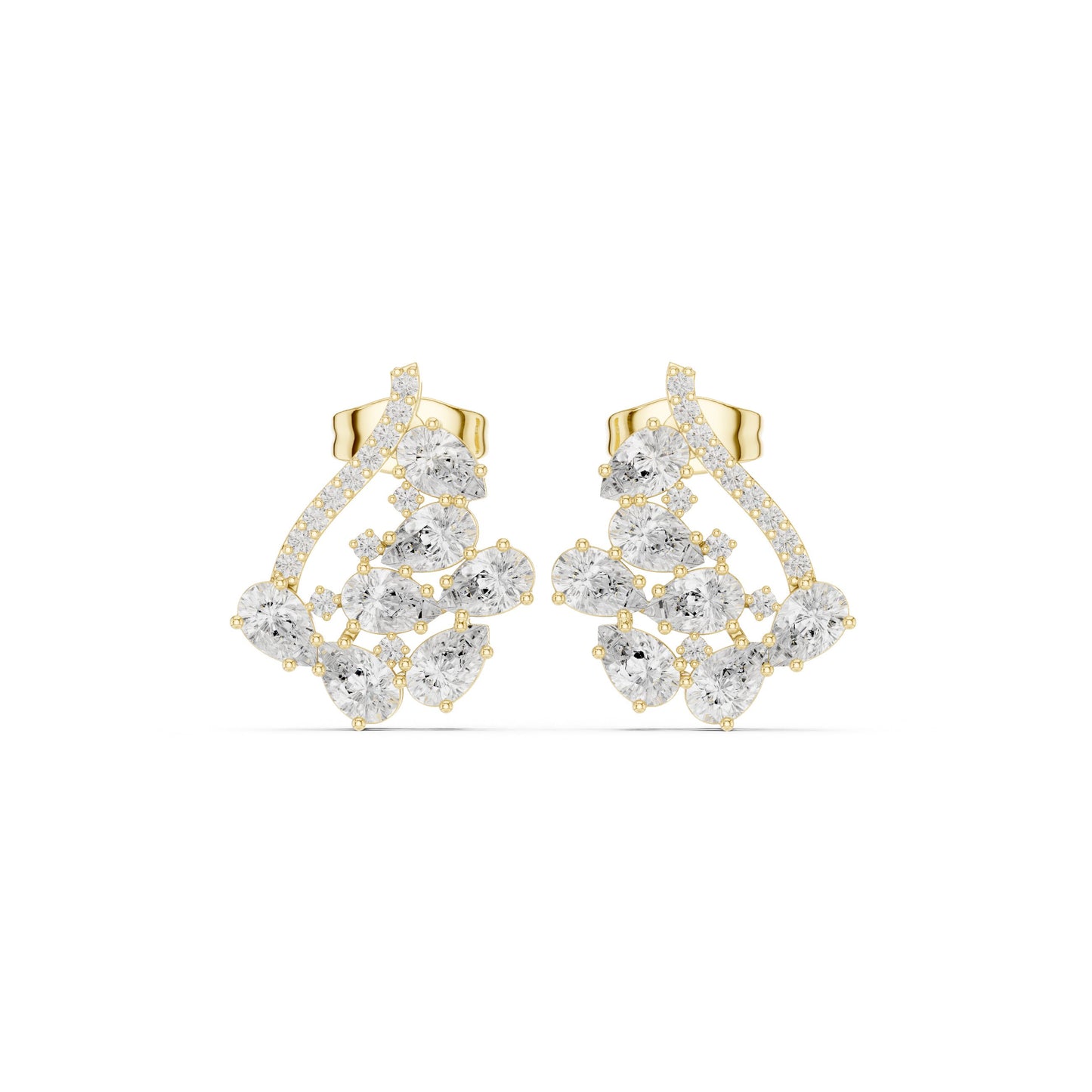 Mixed Shape Lab Grown Diamond Cluster Earrings