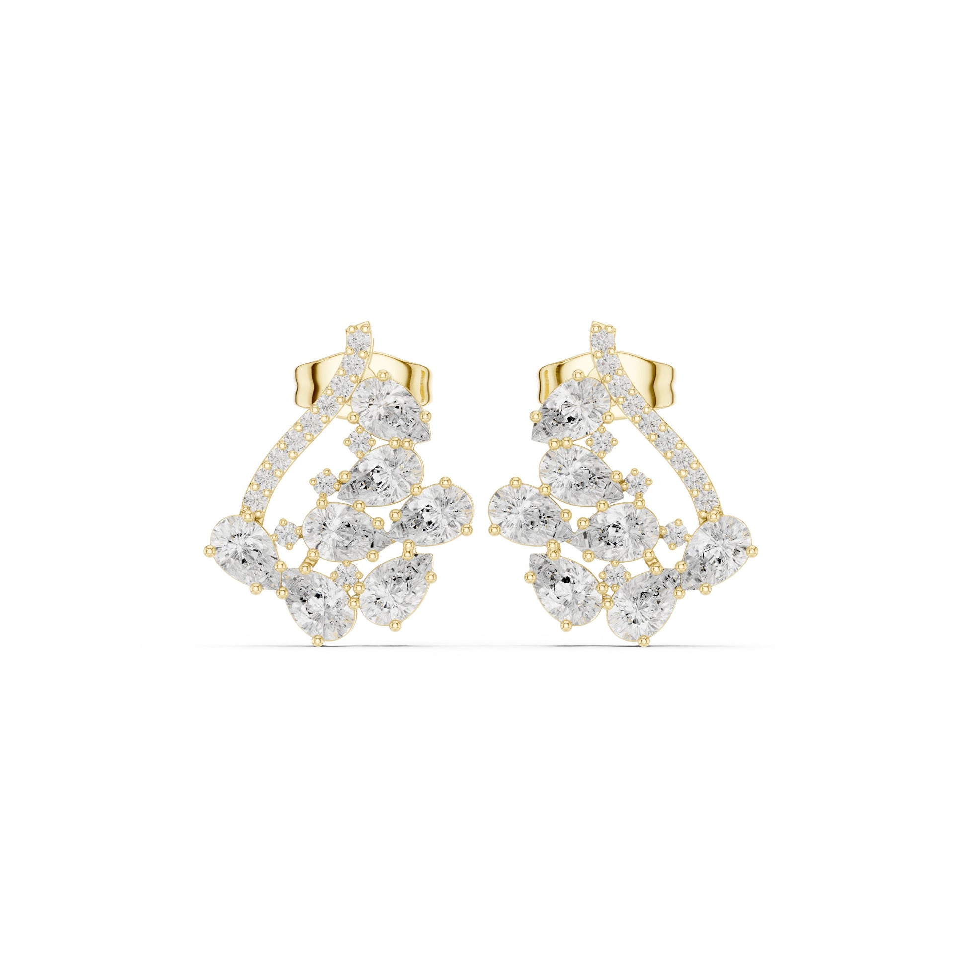 Mixed Shape Lab Grown Diamond Cluster Earrings