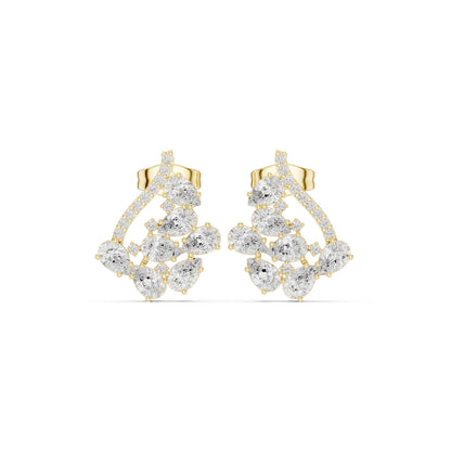 Mixed Shape Lab Grown Diamond Cluster Earrings