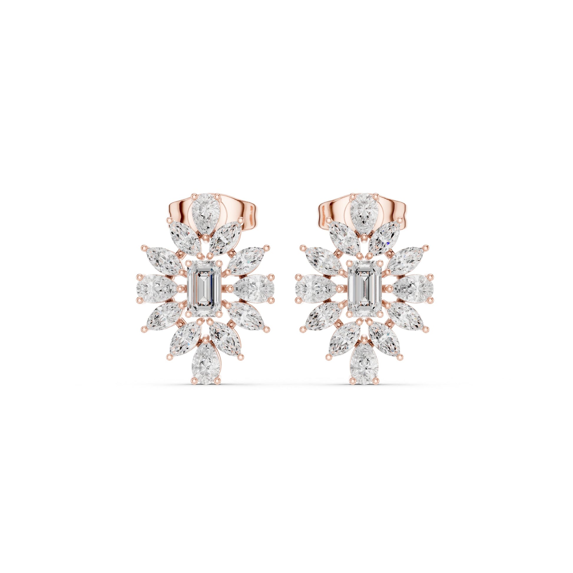 Mixed Shape Lab Grown Diamond Cluster Earrings