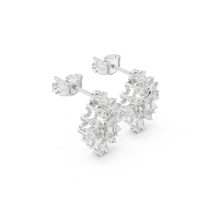 Mixed Shape Lab Grown Diamond Cluster Earrings