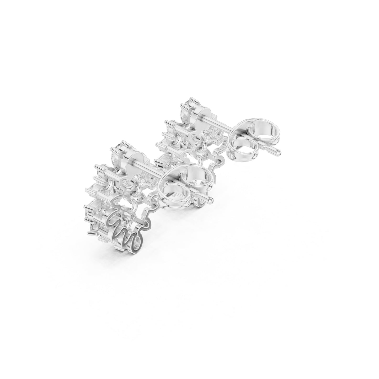 Mixed Shape Lab Grown Diamond Cluster Earrings