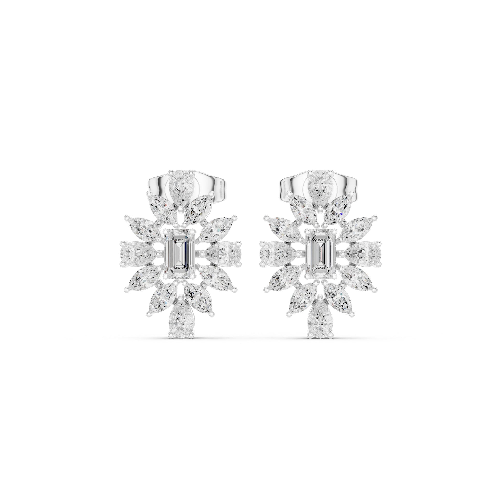 Mixed Shape Lab Grown Diamond Cluster Earrings