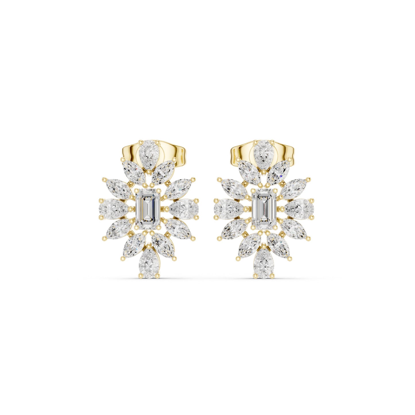 Mixed Shape Lab Grown Diamond Cluster Earrings