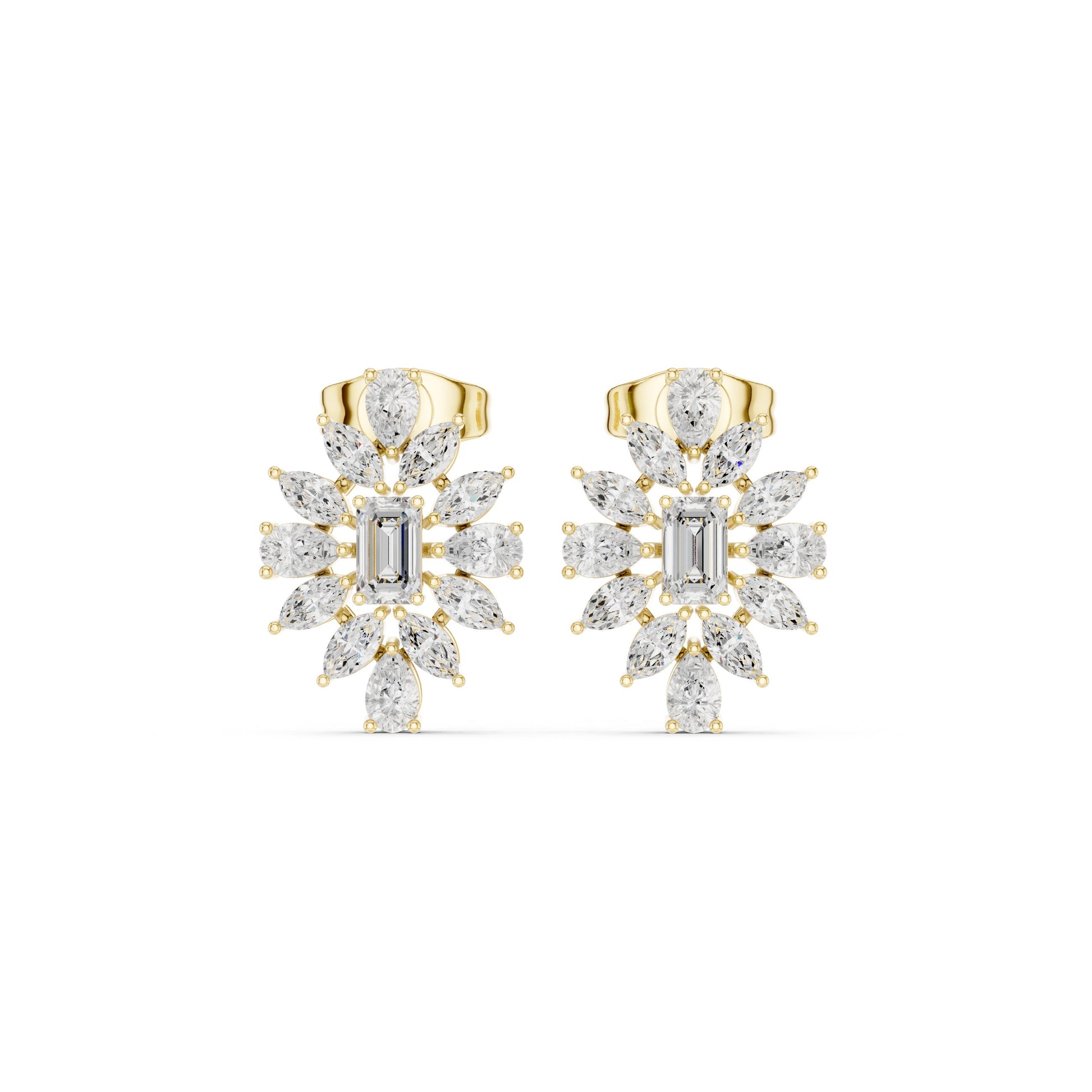 Mixed Shape Lab Grown Diamond Cluster Earrings