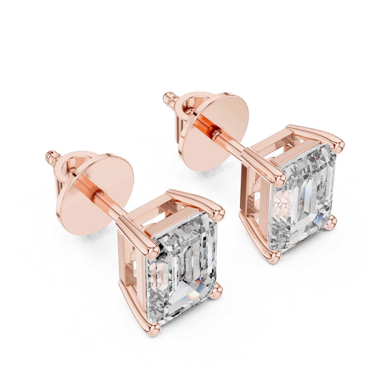 Emerald Stud Lab Grown Diamond Earrings