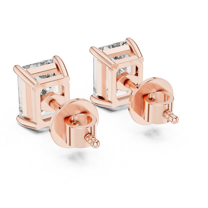 Emerald Stud Lab Grown Diamond Earrings