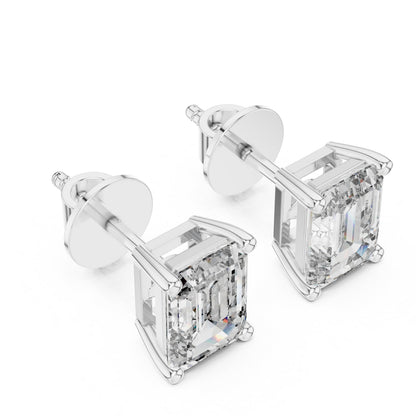 Emerald Stud Lab Grown Diamond Earrings