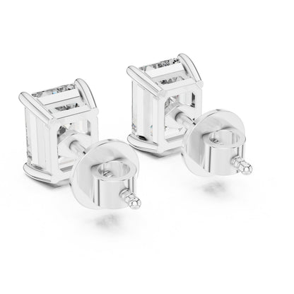 Emerald Stud Lab Grown Diamond Earrings