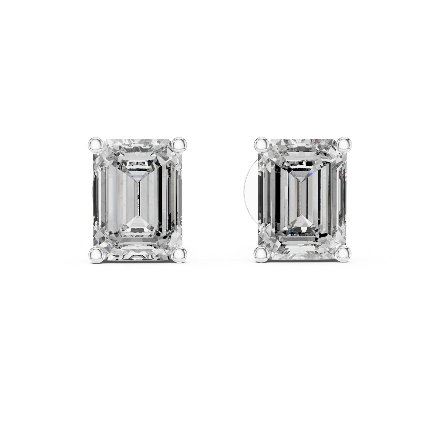 Emerald Stud Lab Grown Diamond Earrings