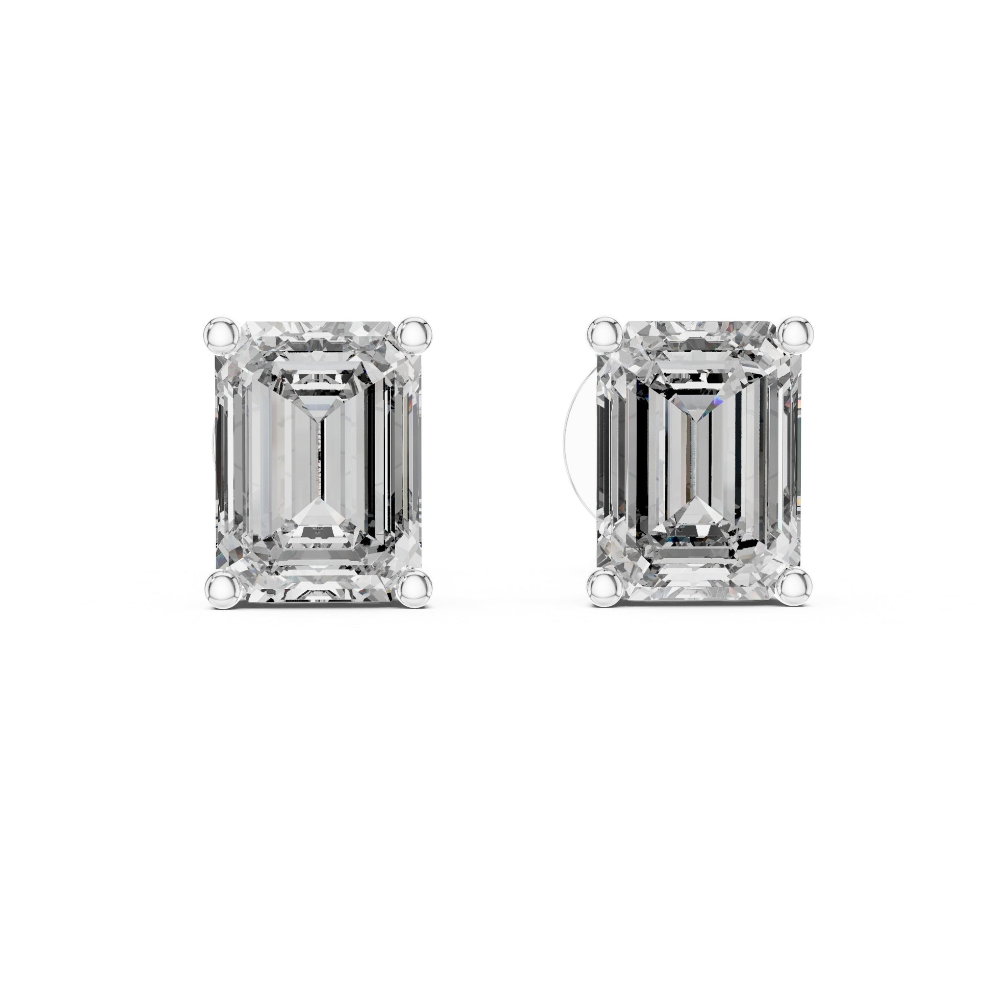 Emerald Stud Lab Grown Diamond Earrings