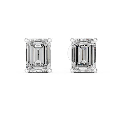 Emerald Stud Lab Grown Diamond Earrings