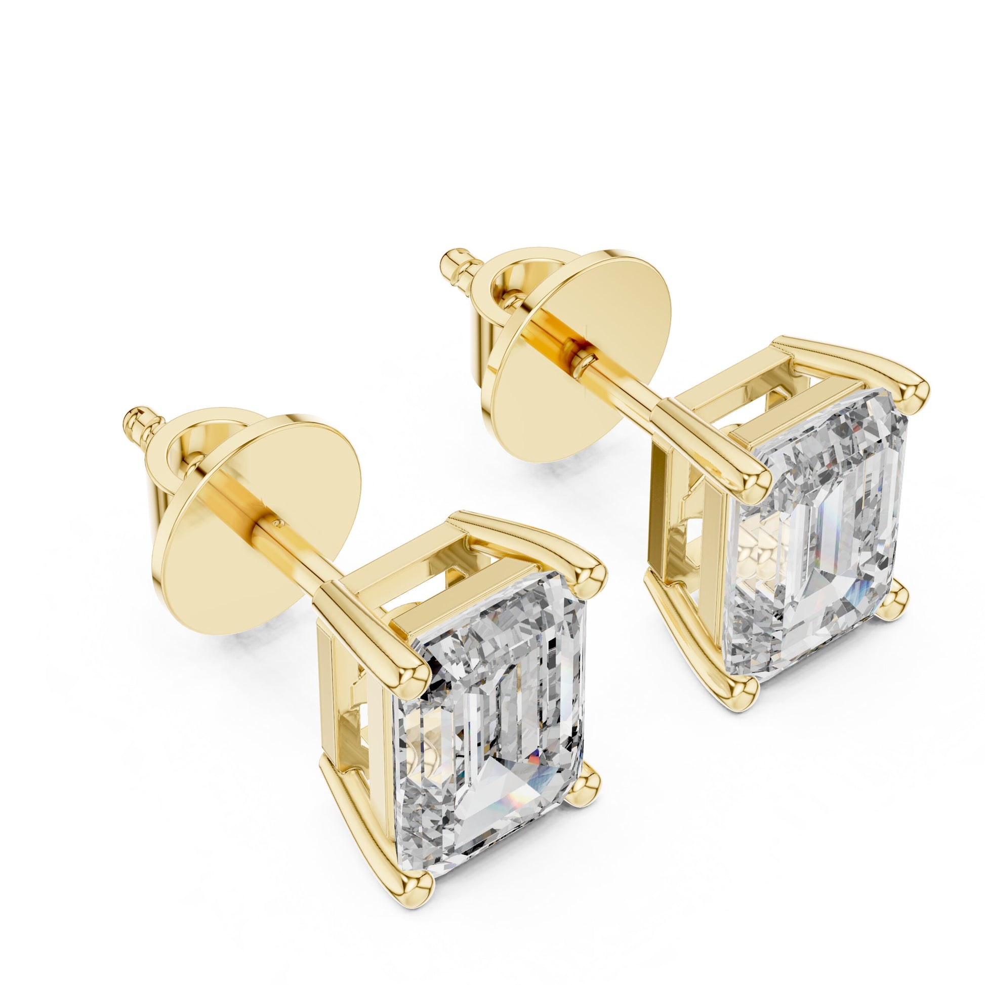 Emerald Stud Lab Grown Diamond Earrings