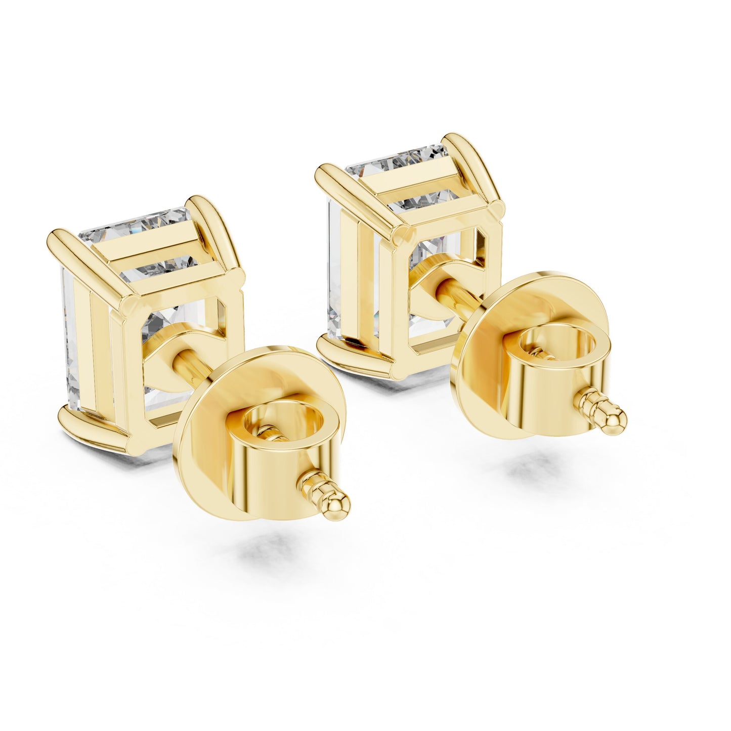 Emerald Stud Lab Grown Diamond Earrings