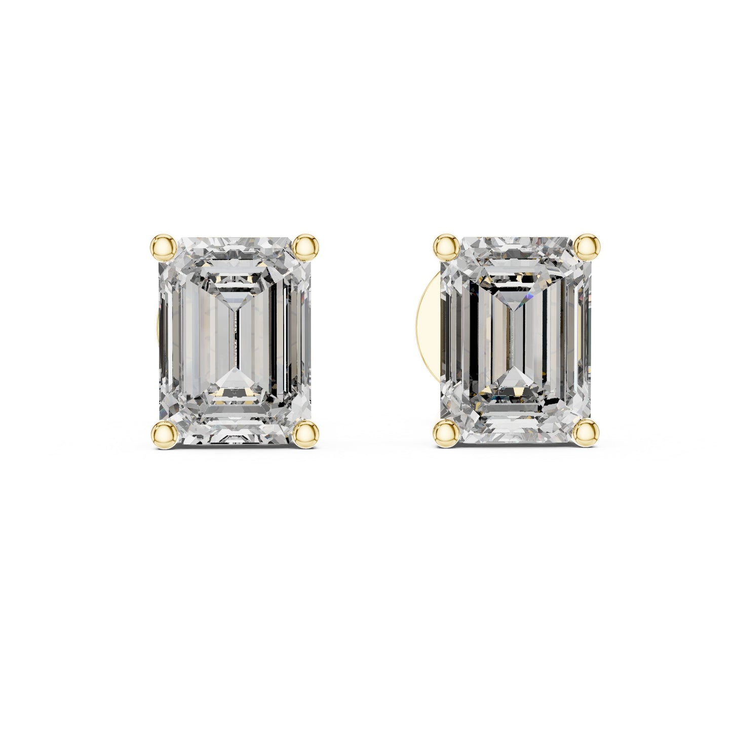 Emerald Stud Lab Grown Diamond Earrings