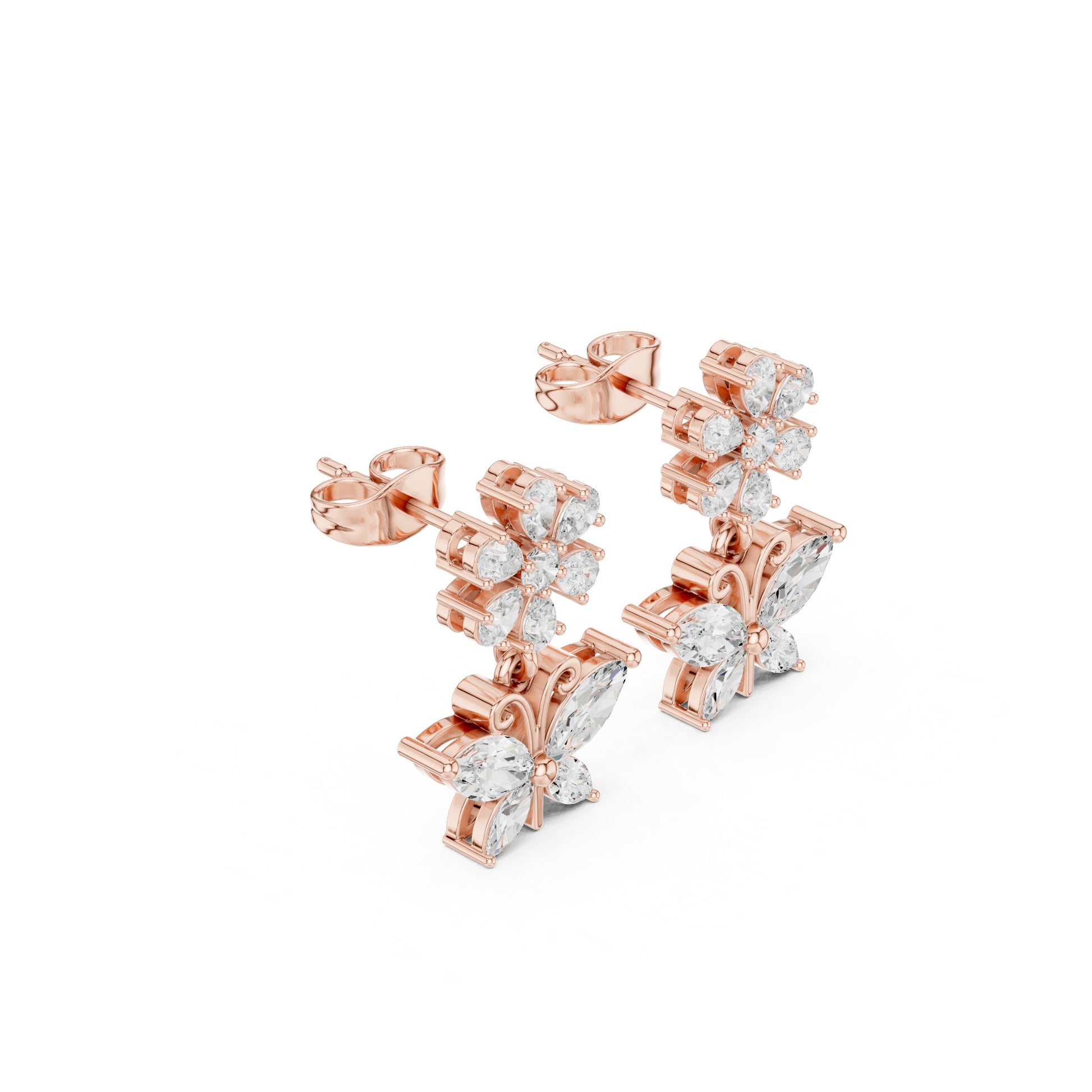 Mixed Shape Lab Grown Diamond Climber Earrings