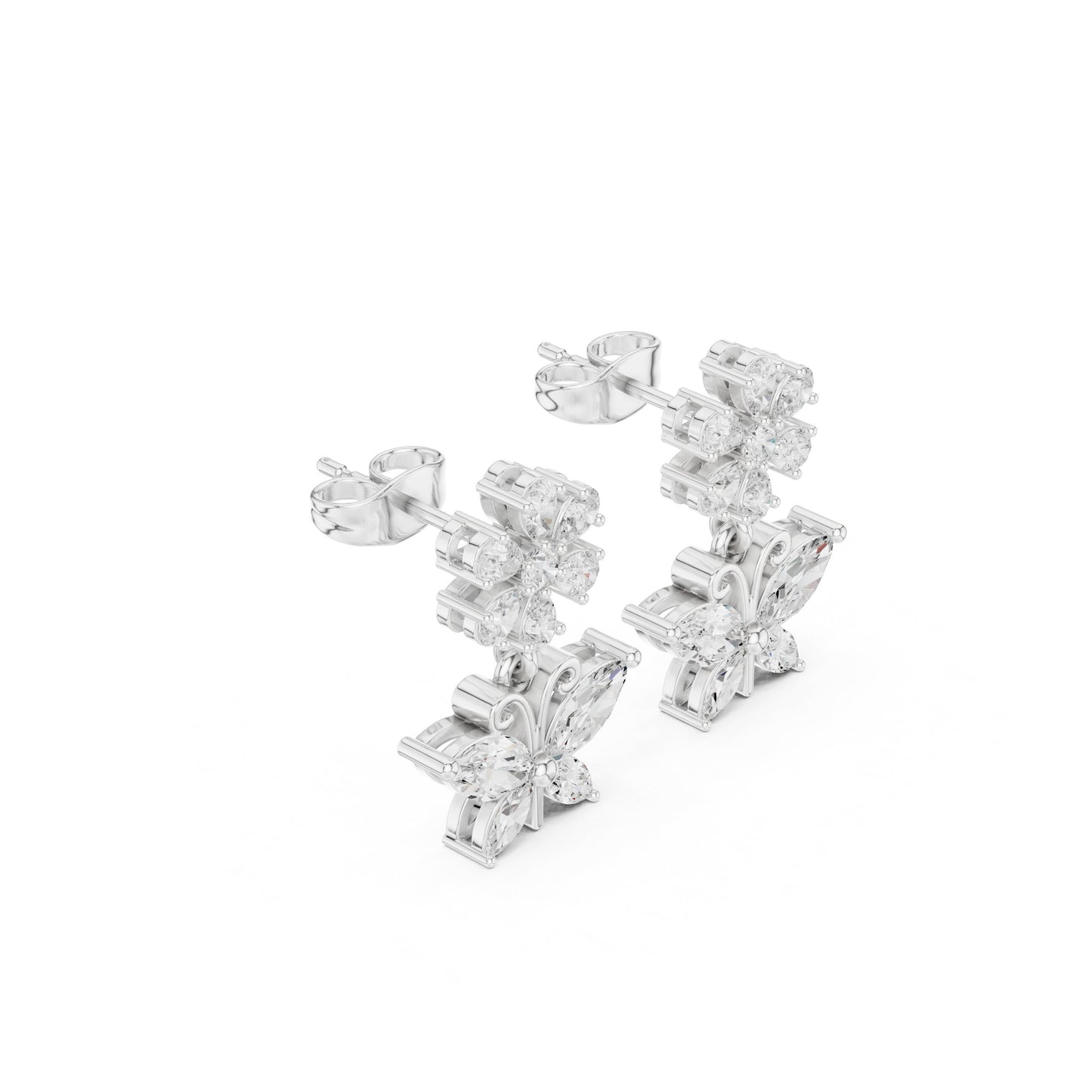 Mixed Shape Lab Grown Diamond Climber Earrings