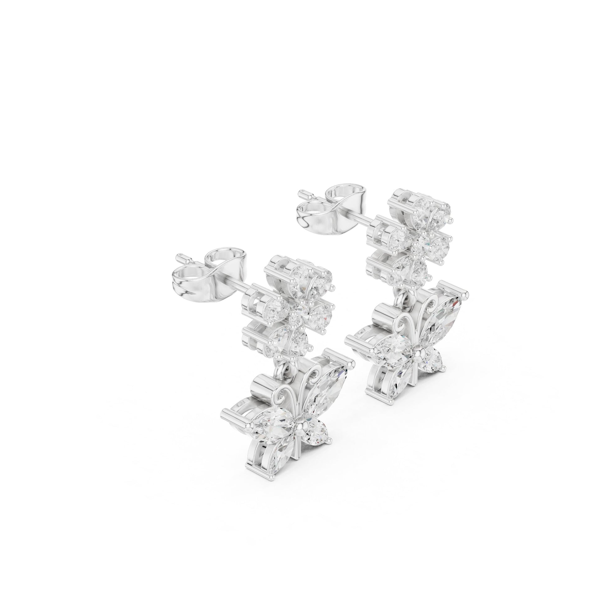 Mixed Shape Lab Grown Diamond Climber Earrings