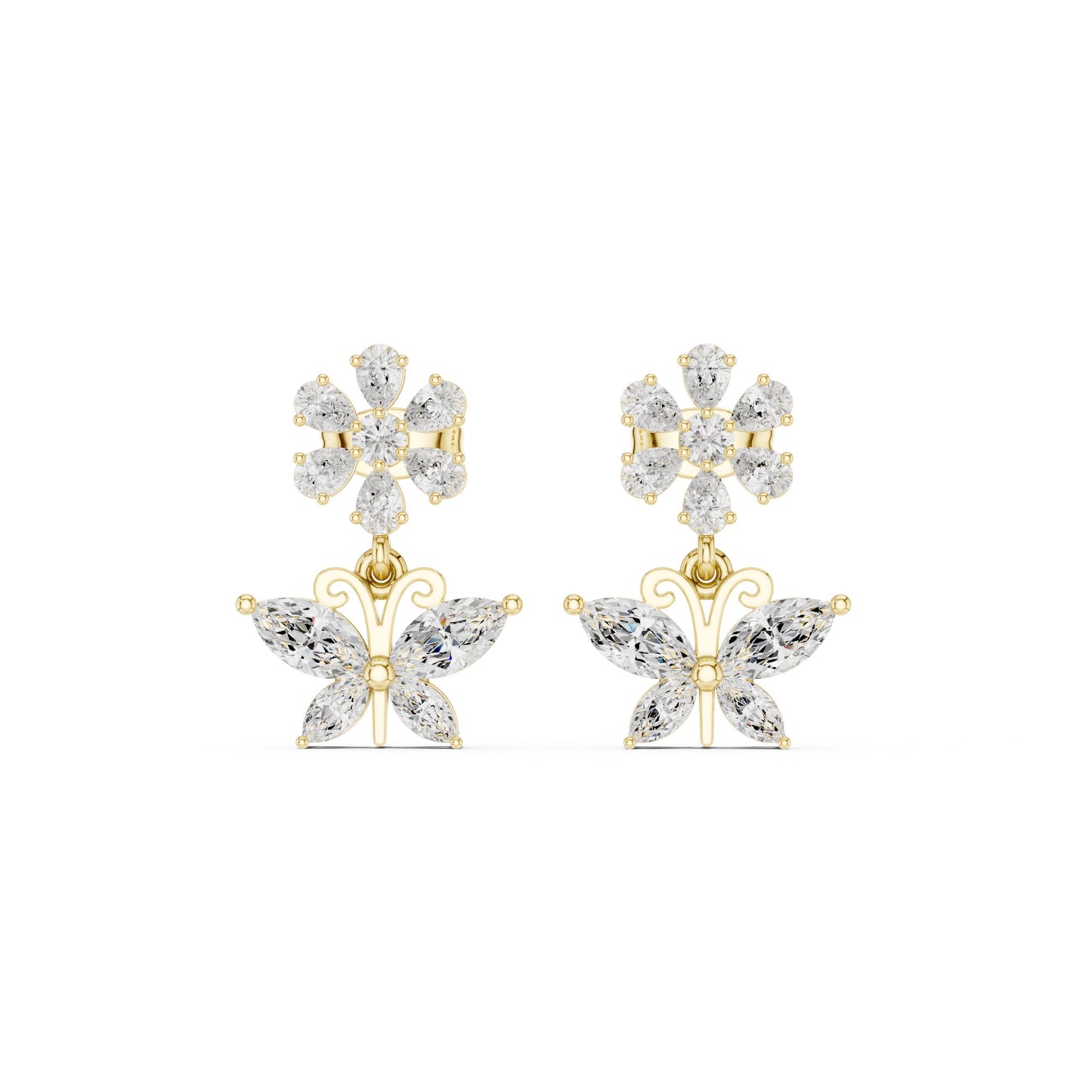 Mixed Shape Lab Grown Diamond Climber Earrings