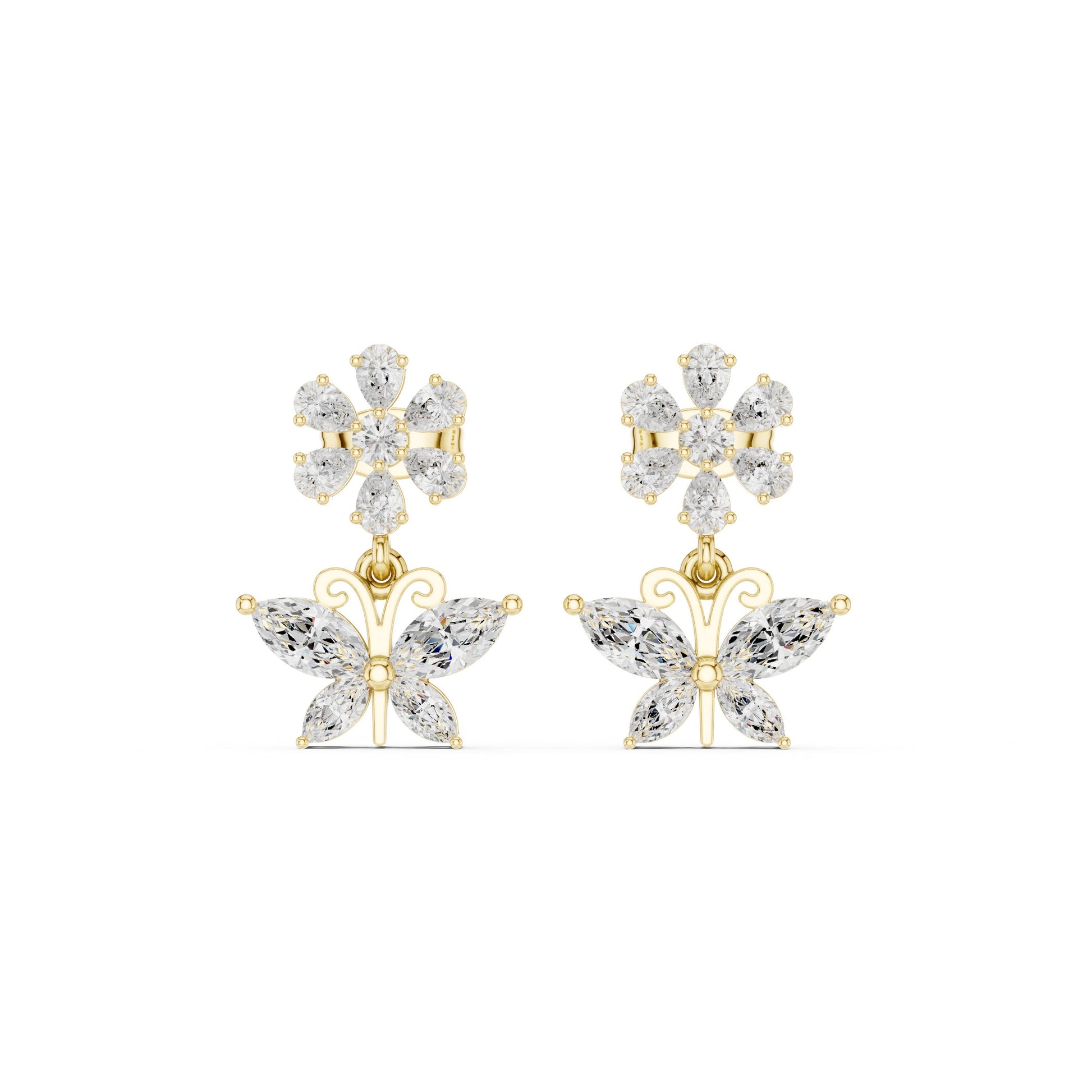 Mixed Shape Lab Grown Diamond Climber Earrings