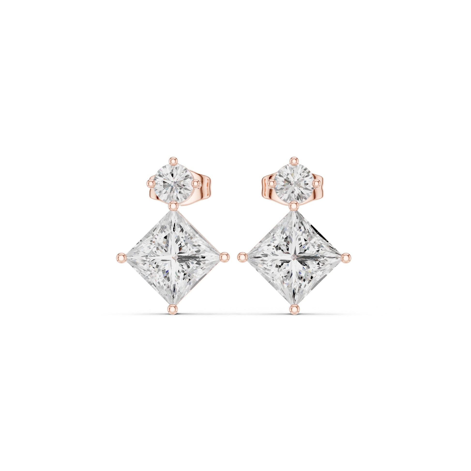 Mixed Shape Lab Grown Diamond Drop Earrings