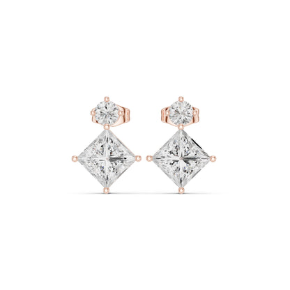 Mixed Shape Lab Grown Diamond Drop Earrings