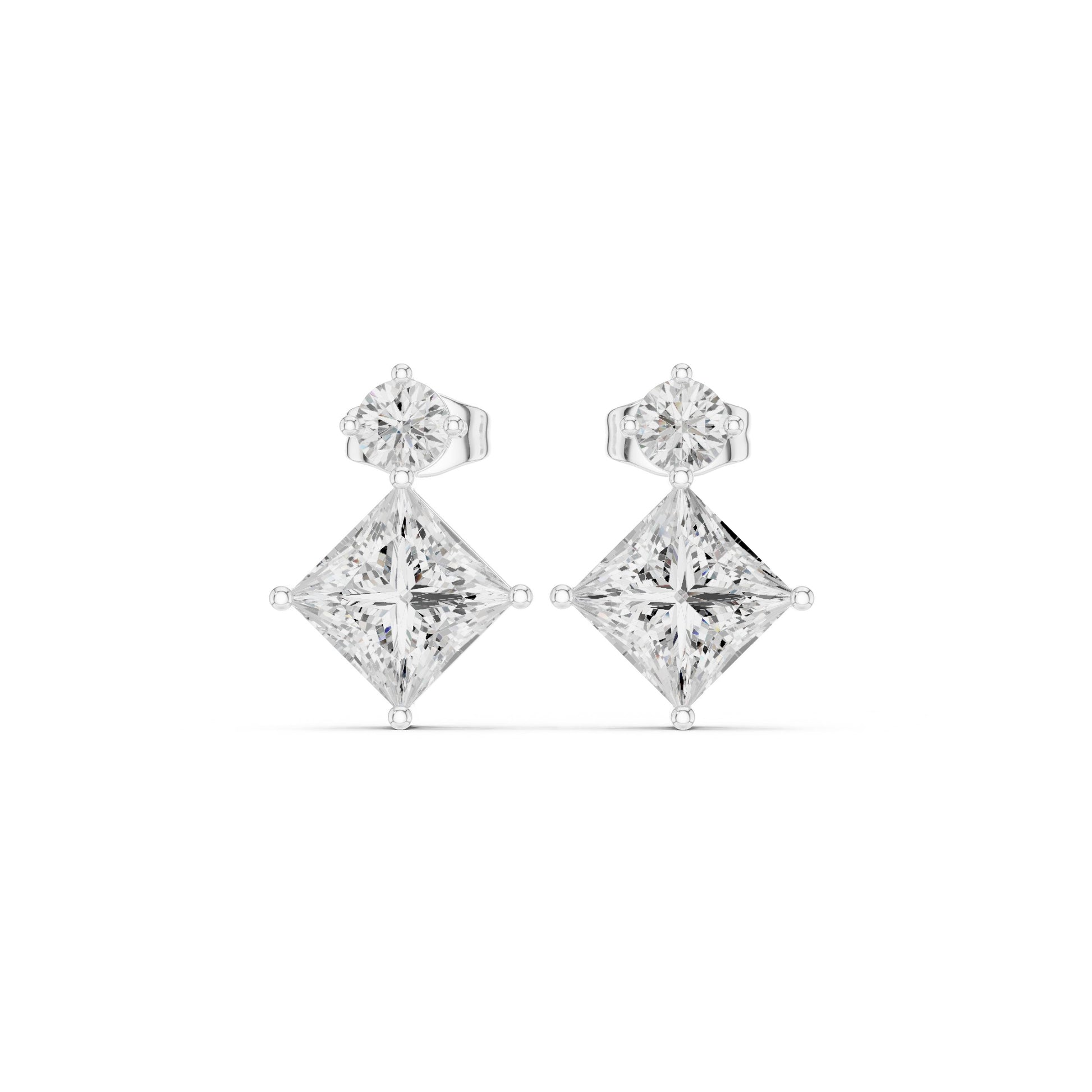 Mixed Shape Lab Grown Diamond Drop Earrings