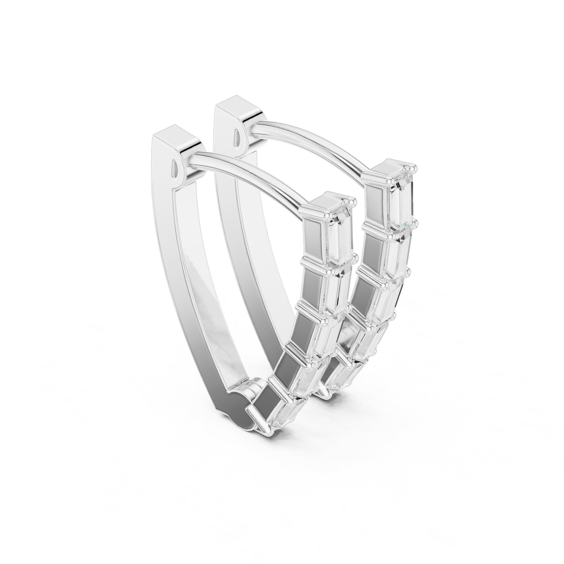 Emerald Huggie Lab Grown Diamond Earrings