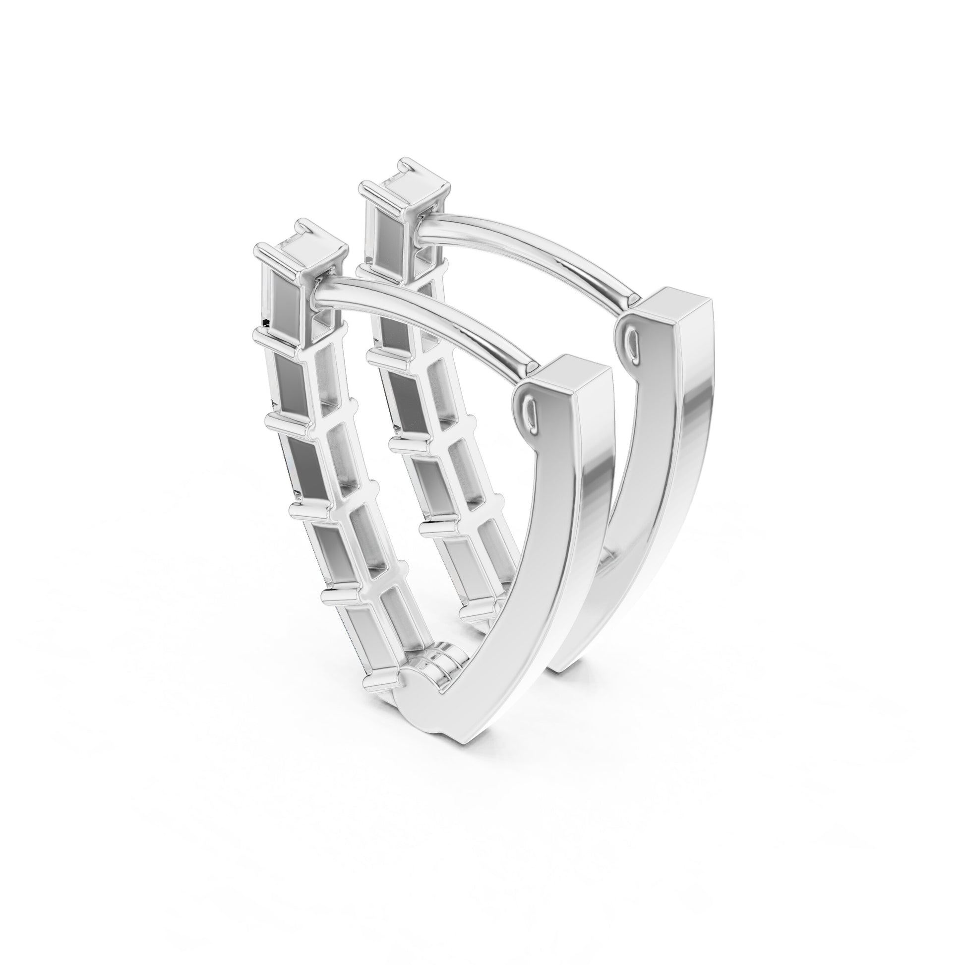 Emerald Huggie Lab Grown Diamond Earrings