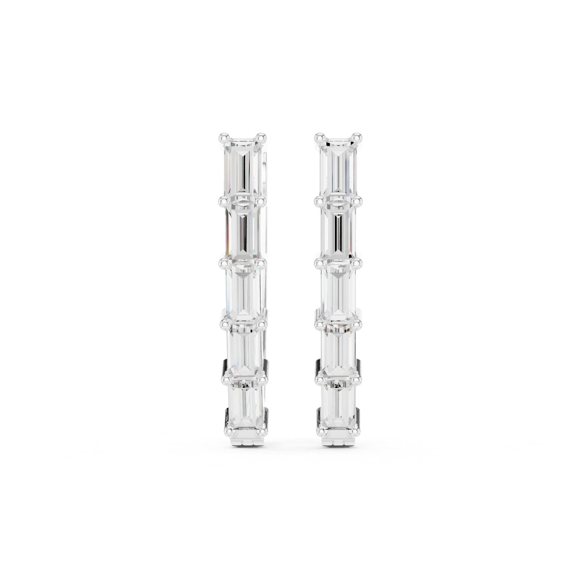 Emerald Huggie Lab Grown Diamond Earrings