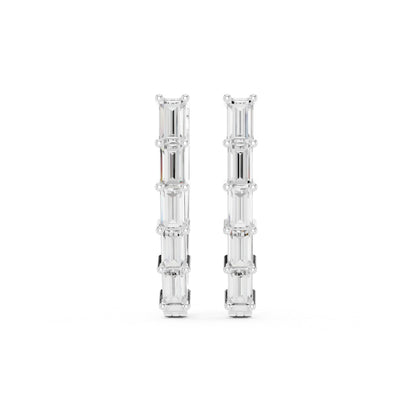 Emerald Huggie Lab Grown Diamond Earrings