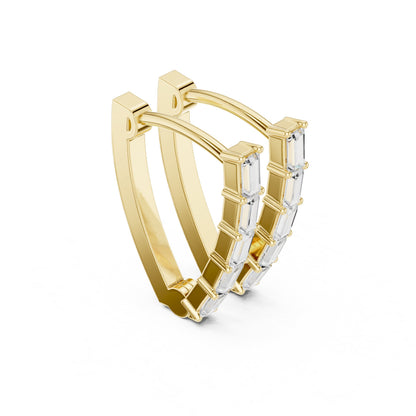 Emerald Huggie Lab Grown Diamond Earrings