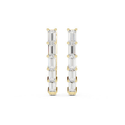 Emerald Huggie Lab Grown Diamond Earrings