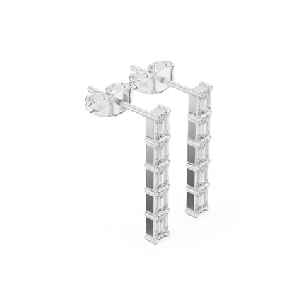 Emerald Dangle Lab Grown Diamond Earrings