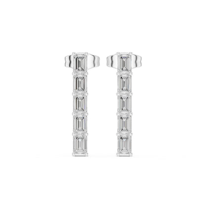 Emerald Dangle Lab Grown Diamond Earrings