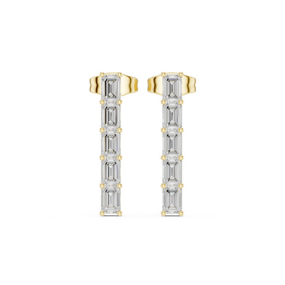 Emerald Dangle Lab Grown Diamond Earrings