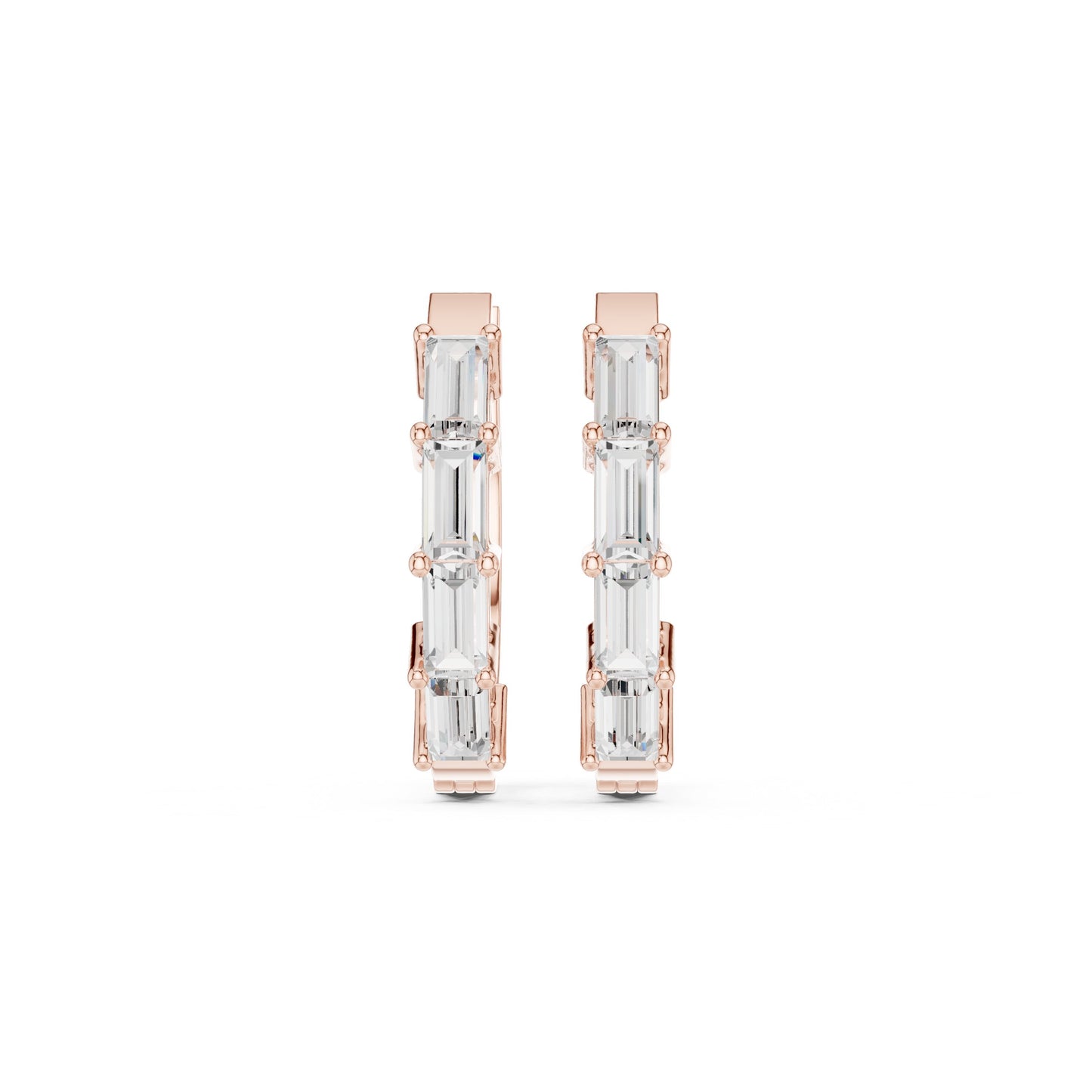 Emerald Huggie Lab Grown Diamond Earrings