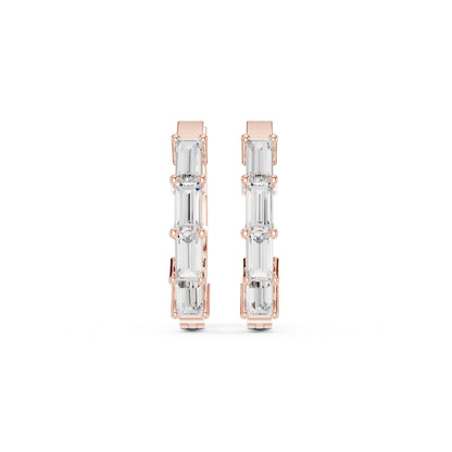 Emerald Huggie Lab Grown Diamond Earrings