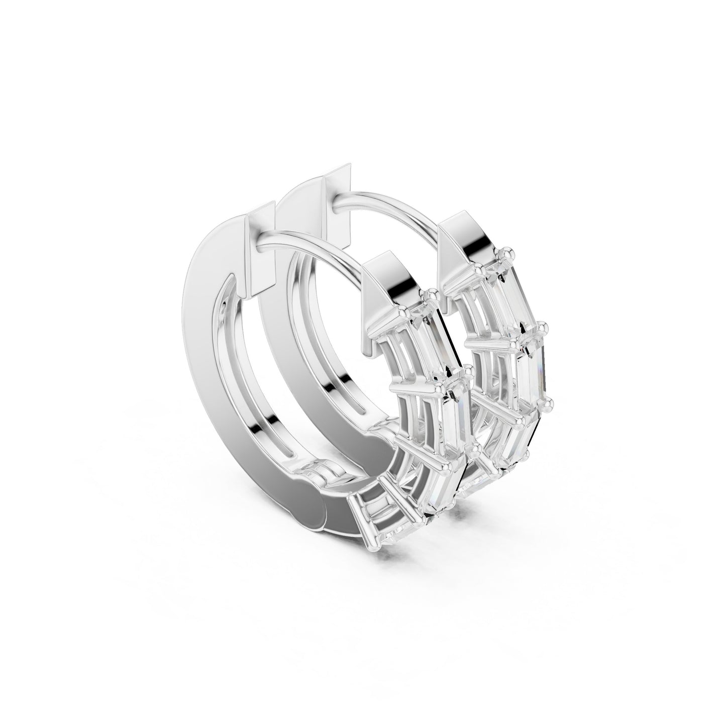 Emerald Huggie Lab Grown Diamond Earrings