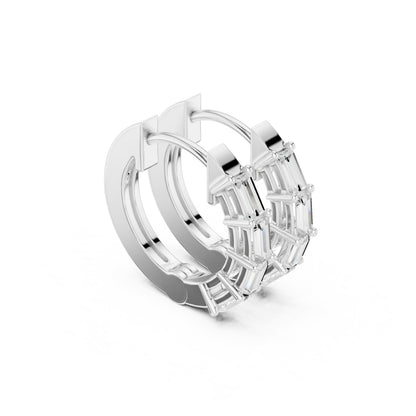 Emerald Huggie Lab Grown Diamond Earrings