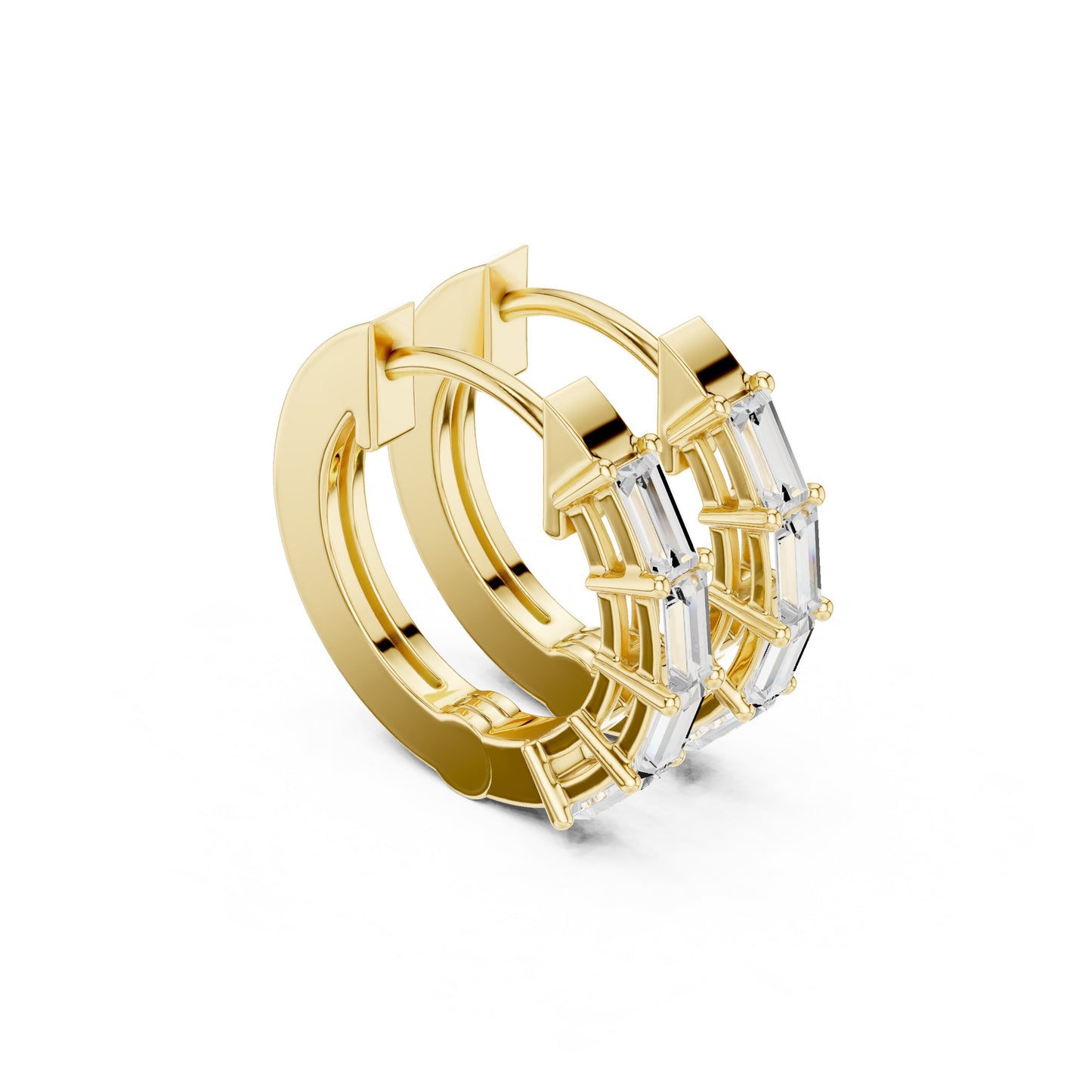 Emerald Huggie Lab Grown Diamond Earrings